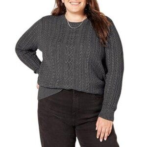 Amazon Essentials Plus Size 6X Sweater Fisherman Cable Knit Charcoal Gray